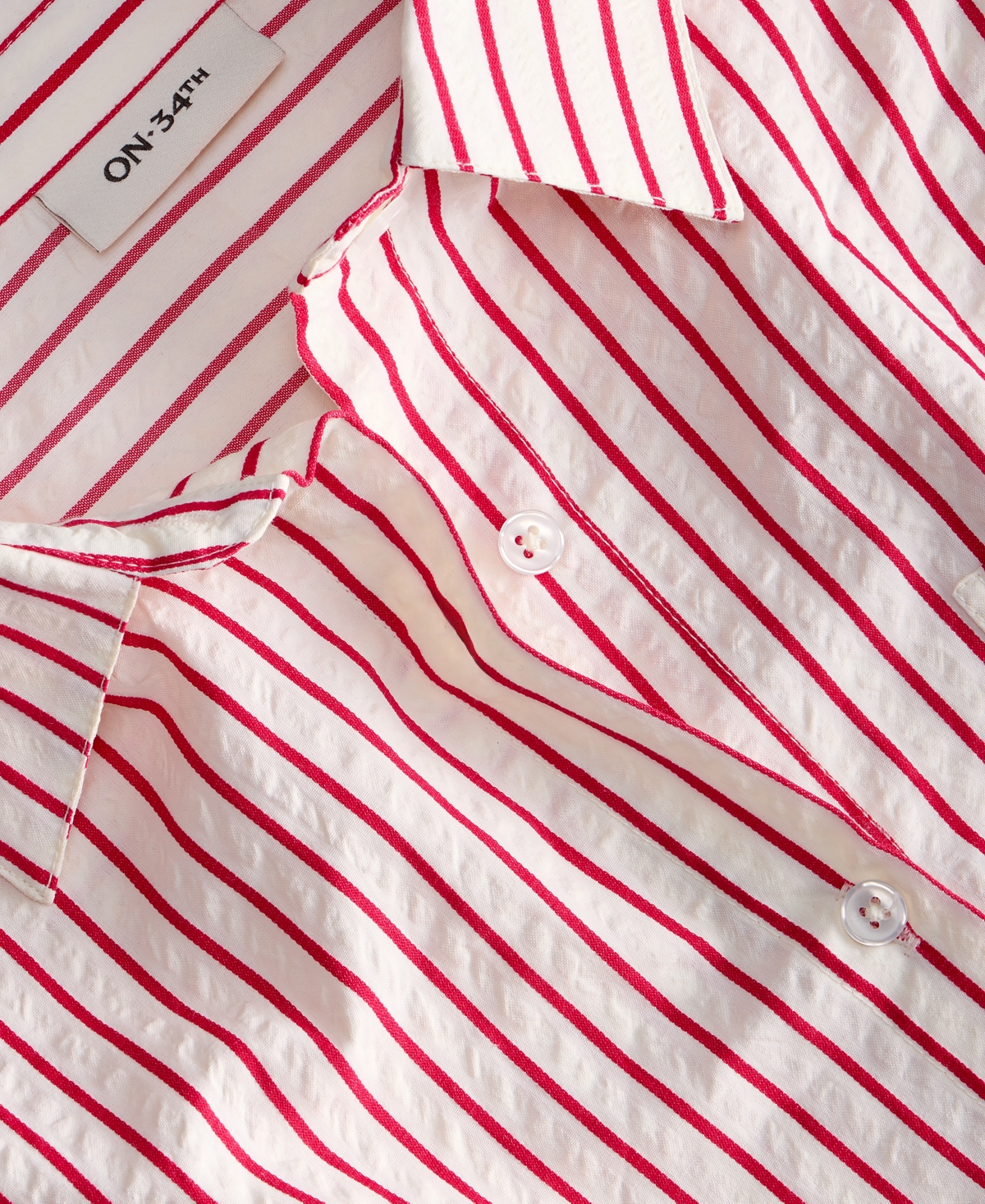On 34th Women's Textured Seersucker Striped Button-Front Shirt, Macy's Exclusive