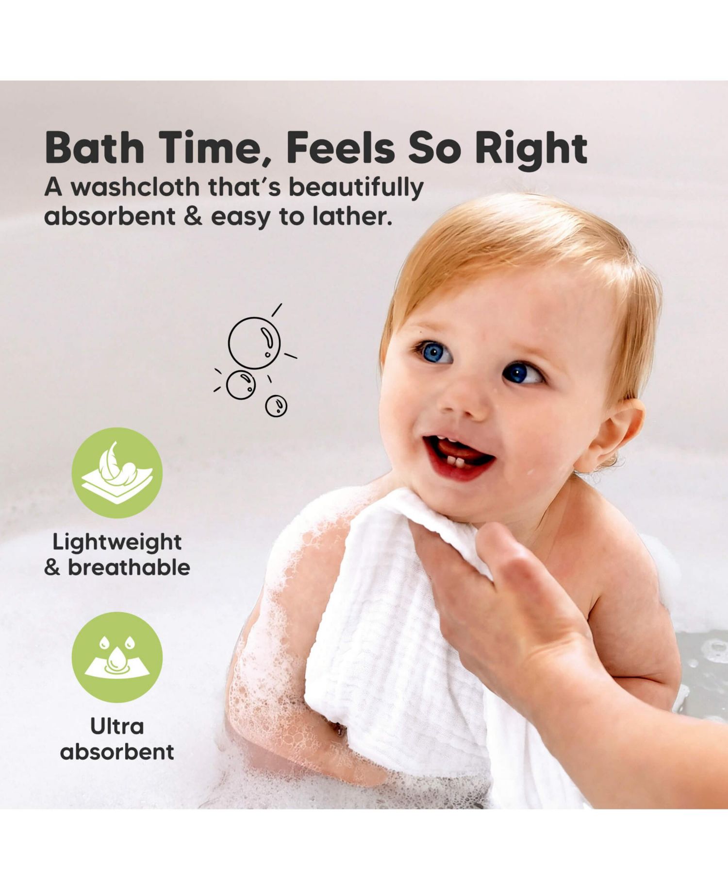 10-Pack Lyra Muslin Baby Washcloths, Soft Absorbent Cotton Muslin Wash Cloths, Burp Rags, Face Cloth Towel