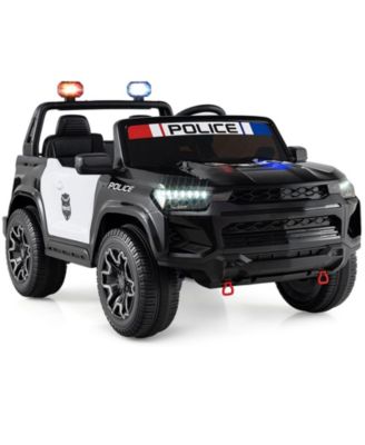 Kids 24V Police Ride-On Car, 2-Seater 4WD with Megaphone and LED Lights