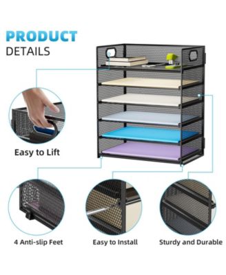 6 Tier Mesh Desk File Sorter With Handle