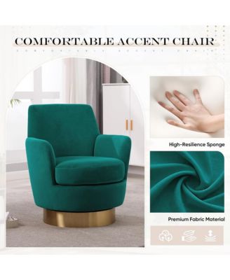 360degree(s) Swivel Barrel Chair, Velvet Upholstered Round Accent Chair with Stainless Steel Base for Living Room, Read Room - (1Piece).