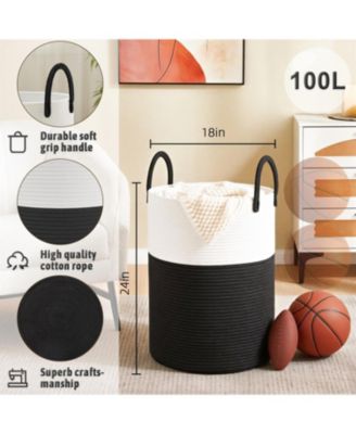 Woven Cotton Rope Hamper for Clothes Storage