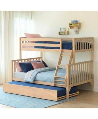 Max and Lily Bunk Bed Twin over Full with Trundle, Solid Wood Scandinavian Style Bunk Beds for Kids