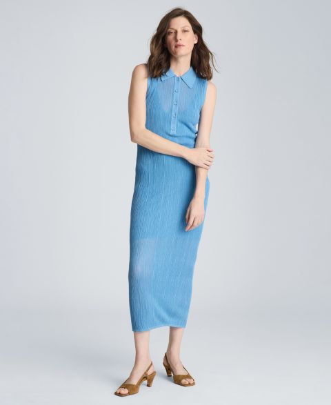 Женское платье Kenneth Cole Variegated Rib Sleeveless Polo Sweater Dress, цвет: Синий