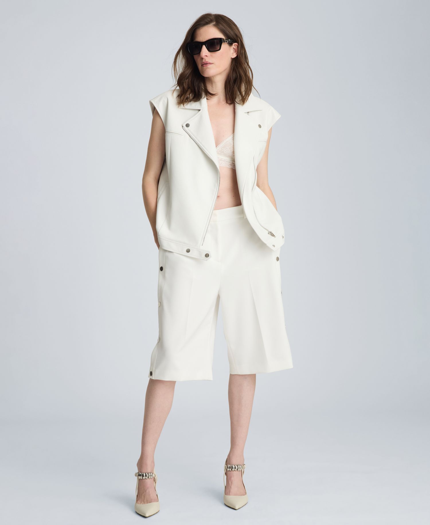 Women's Boxy Moto Faux Leather Sleeveless Vest