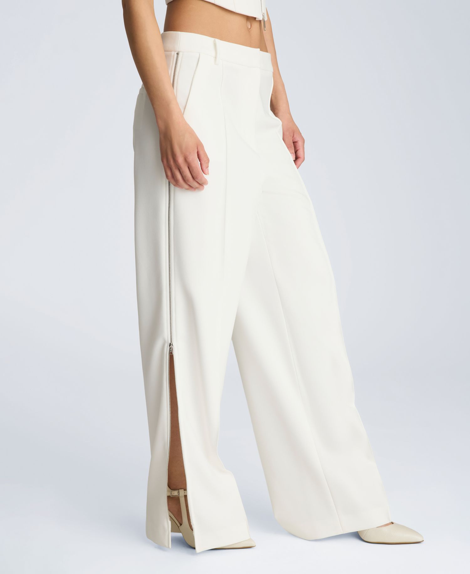 Women's High-Rise Pintuck Zip Sides Pants