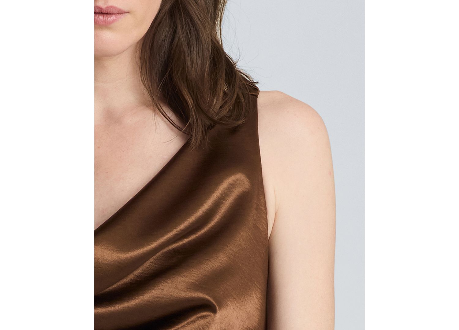 Women's Satin Cowl Neck Mini Dress with Lace Trim