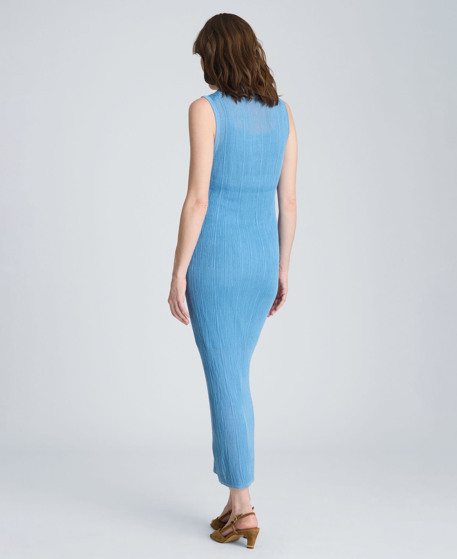 Women's Variegated Rib Sleeveless Polo Sweater Dress