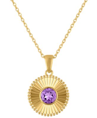 Swiss Blue Topaz (3/8 ct. t.w.) Diamond Cut Round Pendant Necklace in 14k Yellow Gold (Also Available in Amethyst)