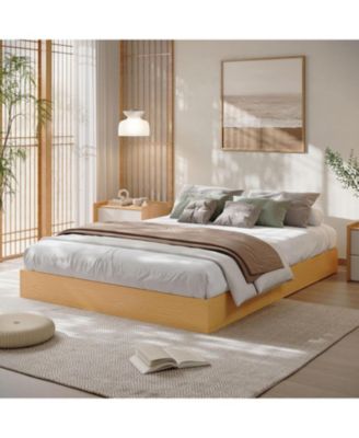 Platform Bed Frame with Wooden Slats, Floor-Standing Design, No Box Spring Needed