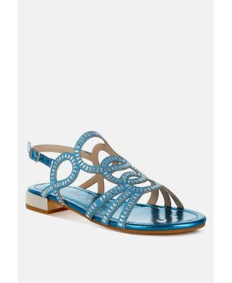 Womens Jisters Cut Out Detail Rhinestone Flat Sandals