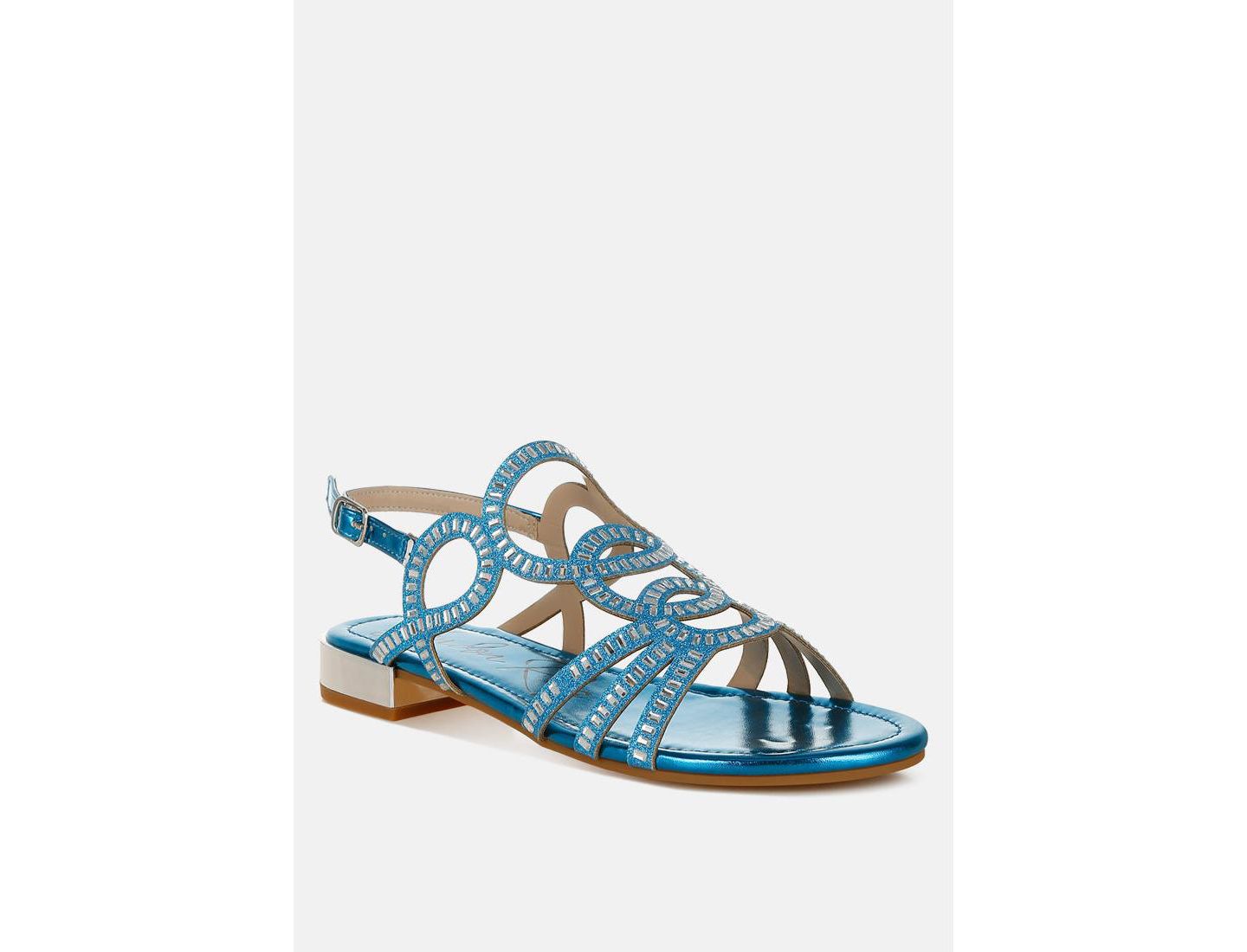 Женские сандалии London Rag Jisters Cut Out Detail Rhinestone Flat, цвет: Джинсовый синий — фото 1
