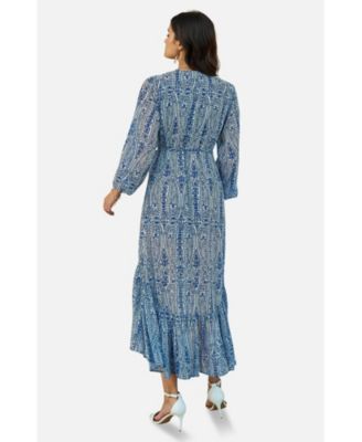 Women's Paisley Dipped Hemline Midi Dress