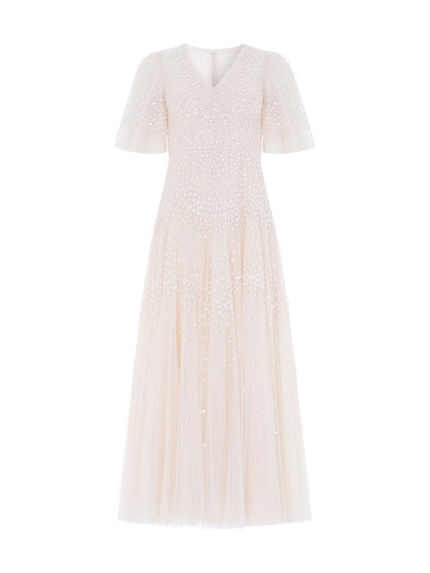 Женское платье Needle & Thread Scallop Sequin V-neck Ankle Gown, цвет: Кремовый — фото 3