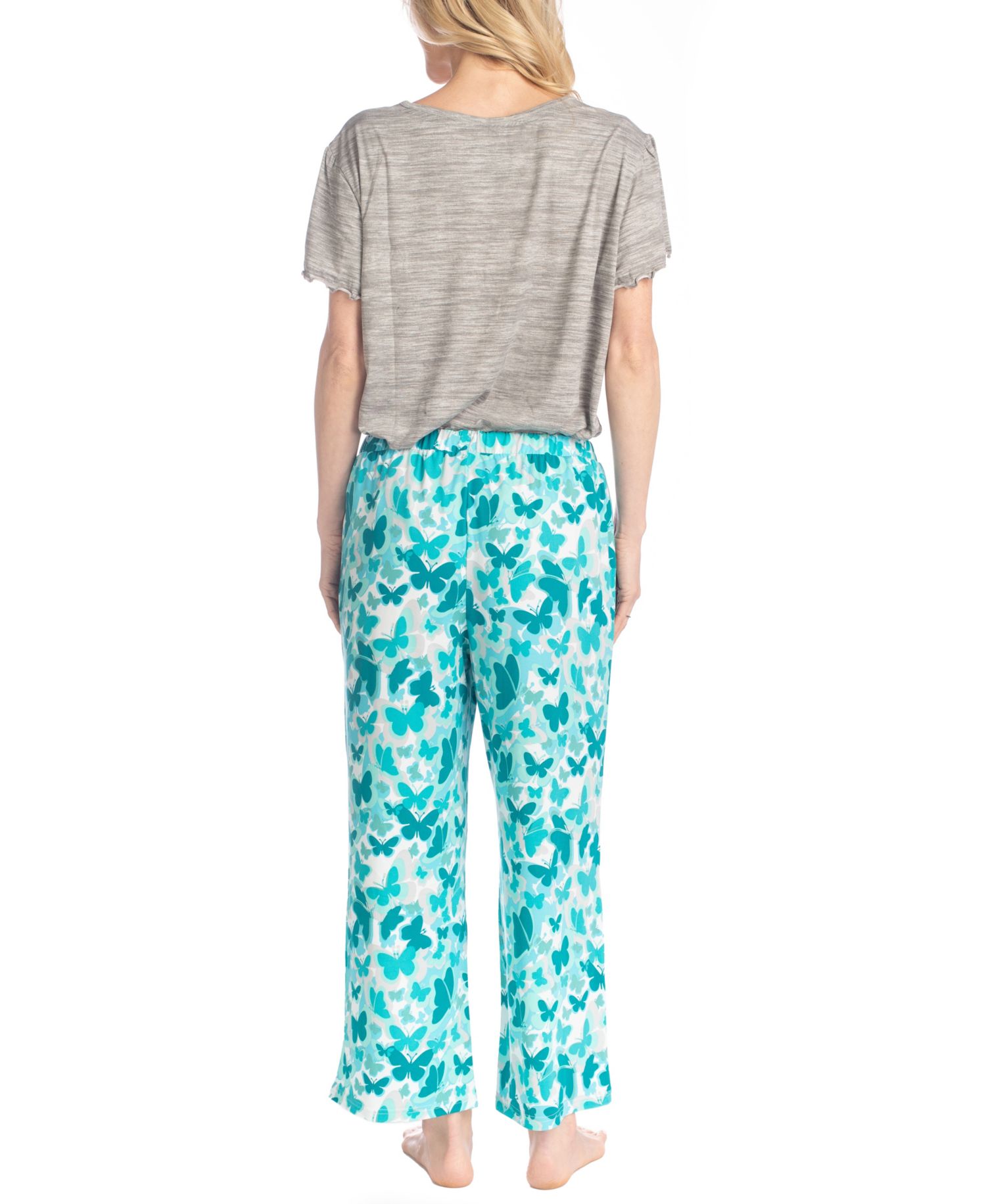 Women's Artistic Garden Round Neck Top and Ankle Pants
