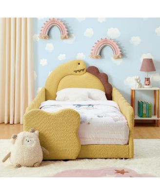  Dino Toddler Bed w/Guardrail, Solid Wood, Boucle