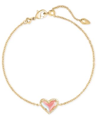14k Gold-Plated Red Illusion Heart Adjustable Link Bracelet 