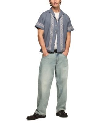 Men's Detailed Camp Collar Short Sleeve