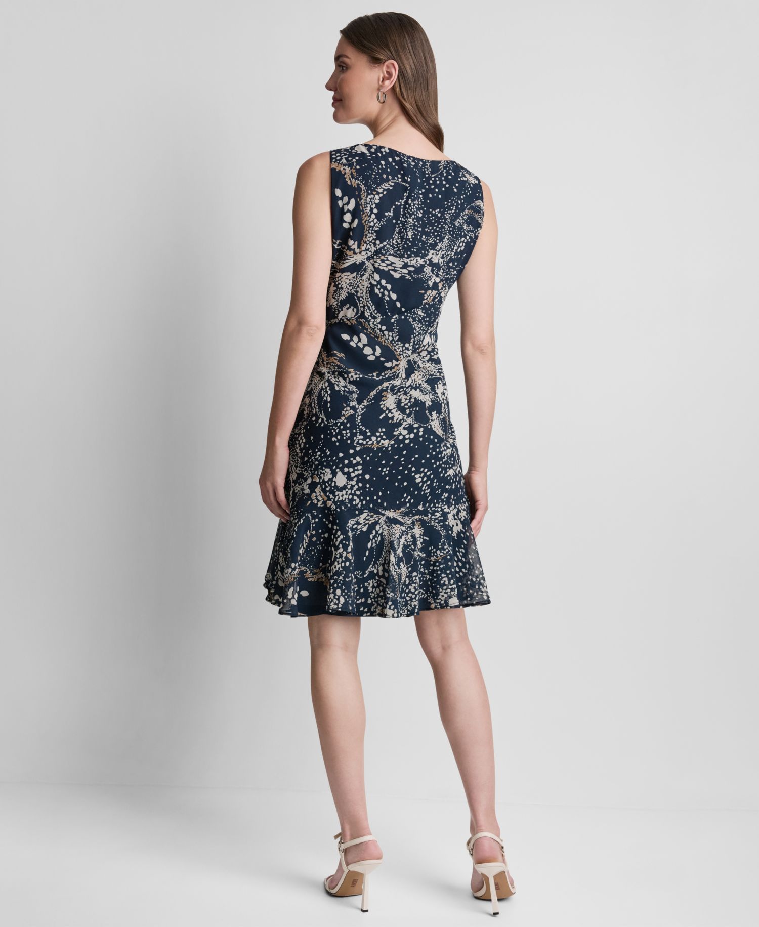 Petite Printed Boat Neck Shift Dress