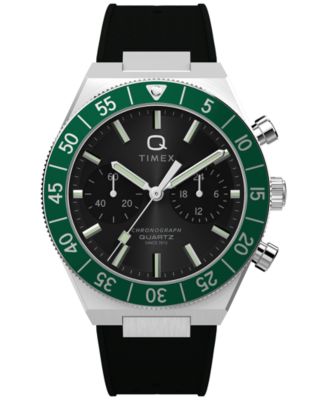 Men's Quartz Chronograph Black Silicone Watch 40mm