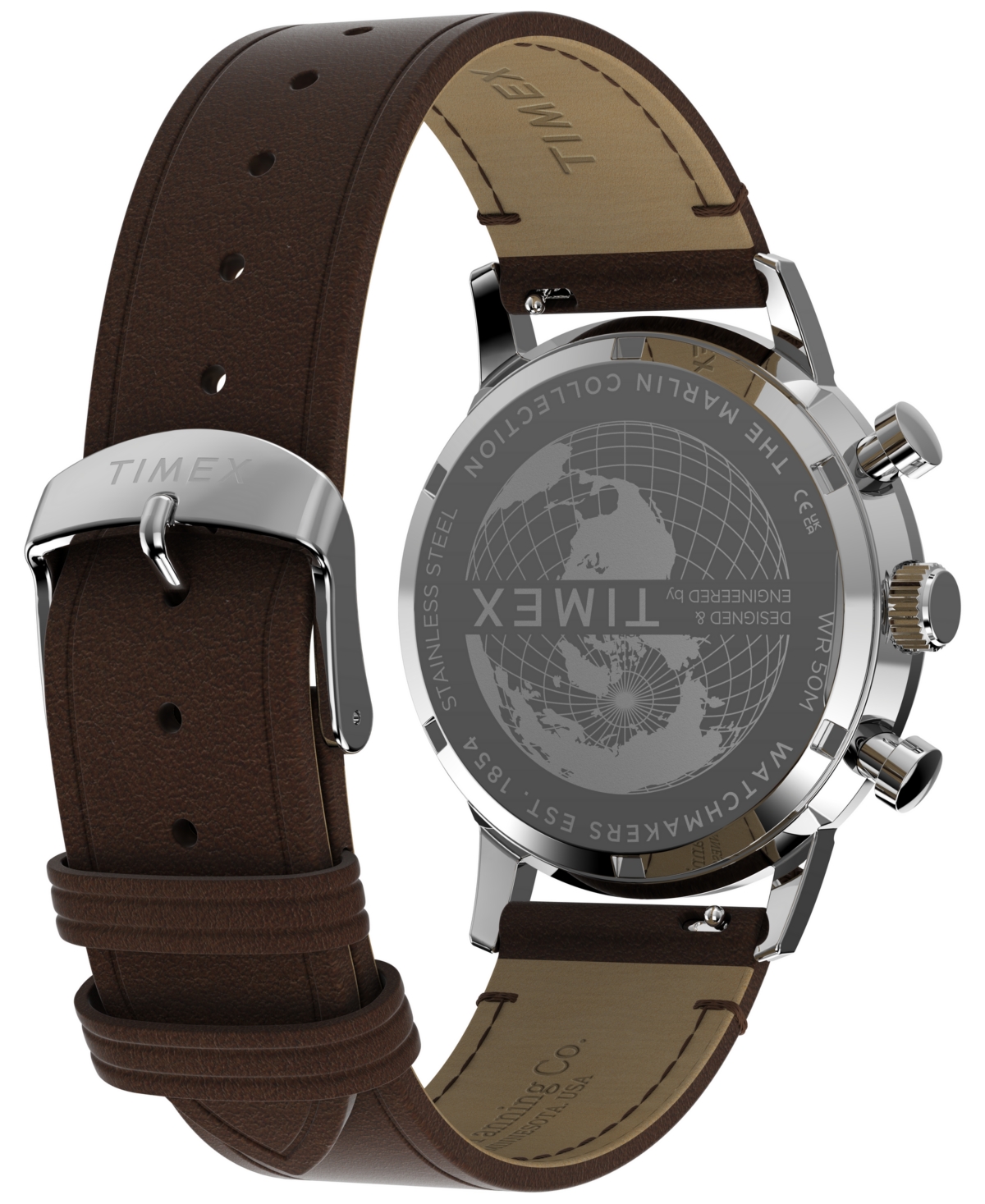 Timex Men's Quartz Chronograph Brown Leather Watch 40mm