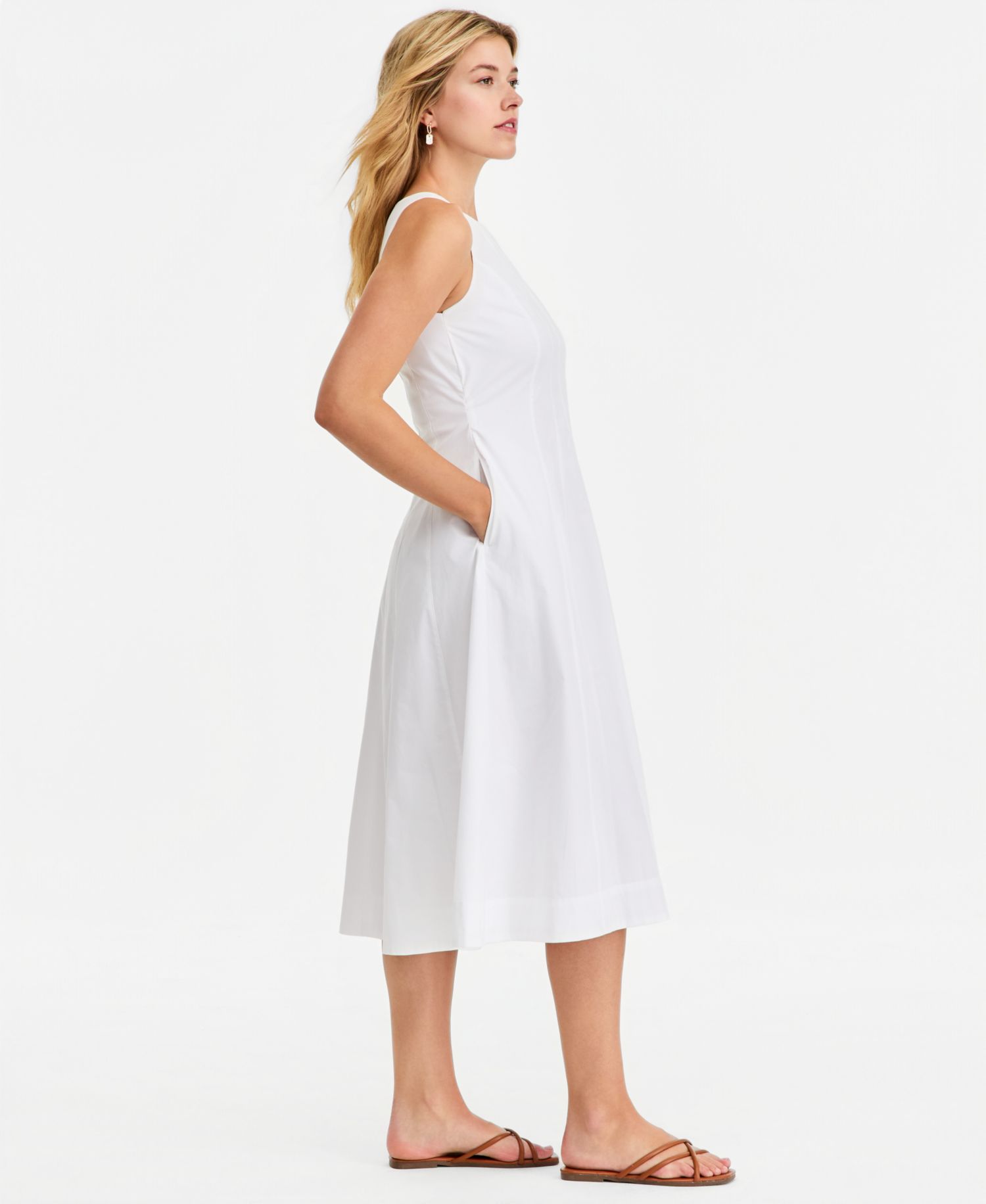 Women's Seamed Boatneck Midi Dress