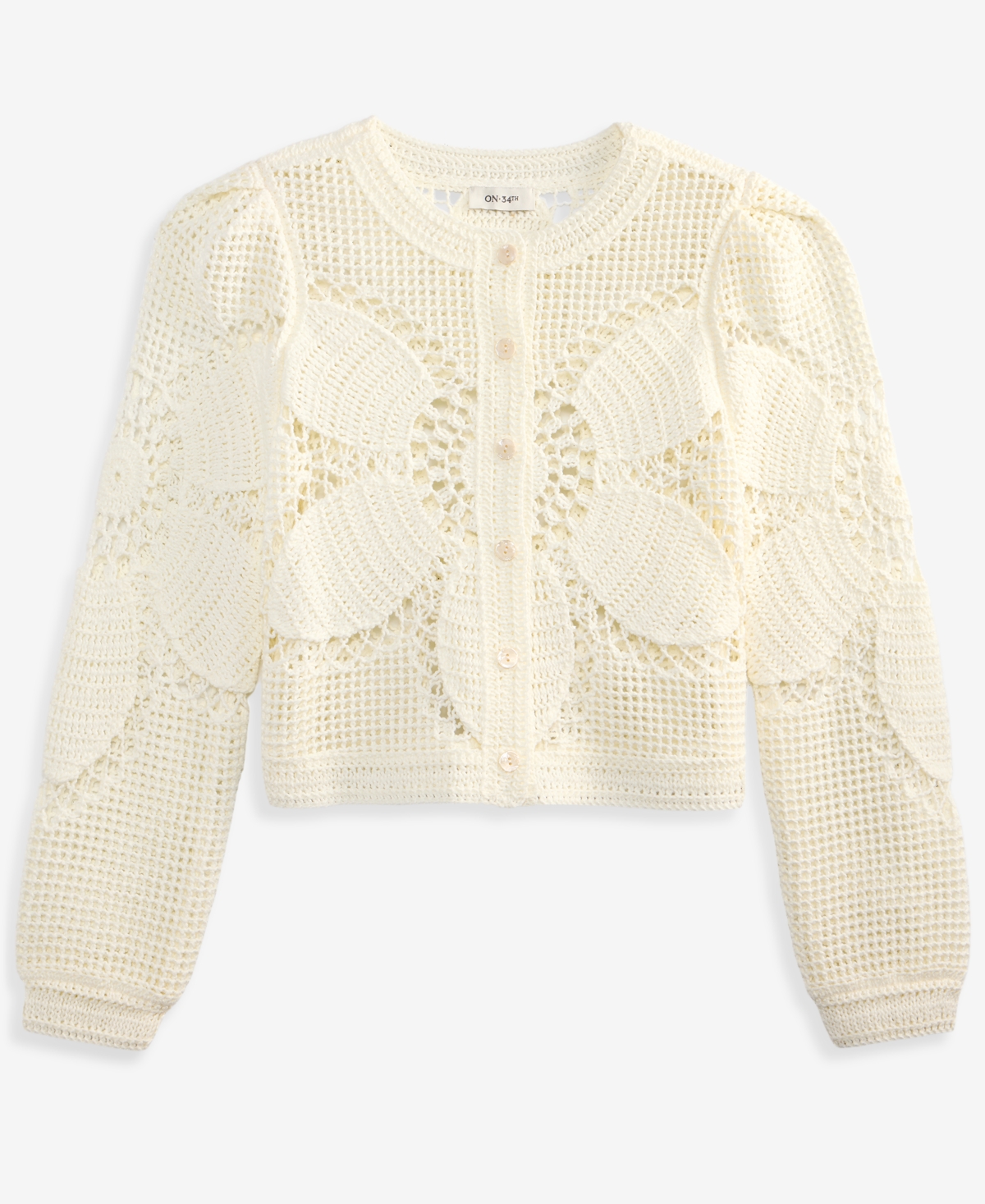 On 34th Women's Floral Pointelle Button-Front Cardigan, Macy's Exclusive