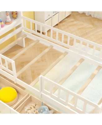 House Bed Kids Montessori Bed with House-Shaped Storage Headboard