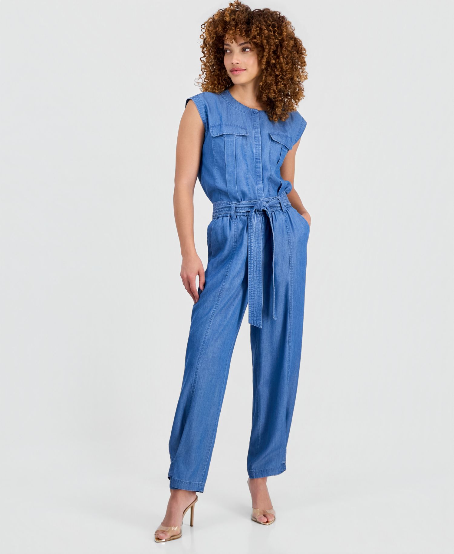 Petite High-Rise Belted Tapered Pants, Macy's Excluisve