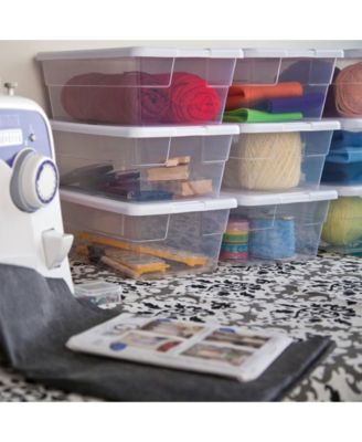 6 Qt Storage Box, Stackable Plastic Container, Home Organizer, 12 Pack