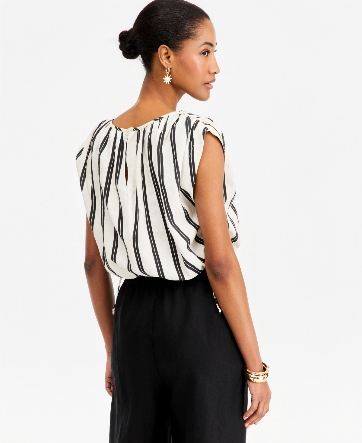On 34th Women's Emma Striped Side-Tie Crop Bubble Top, Macy's Exclusive