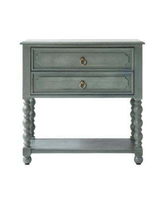 Aristidh Traditional 30"Tall Solid Wood 2-Drawer End Table with Built-in Charging Outlets