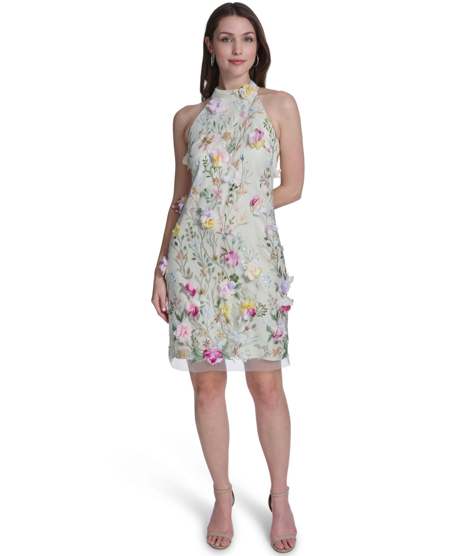 Petite Sleeveless Mock Neck Cocktail Dress