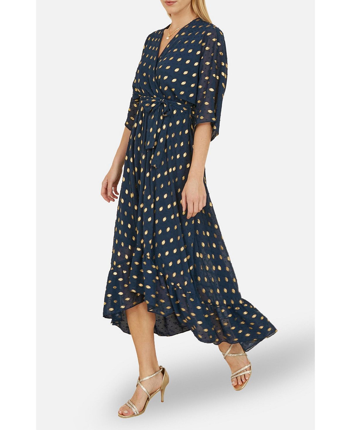 Yumi Women's Foil Print Wrap Over Dress view 2 — MAYCSS fashion products