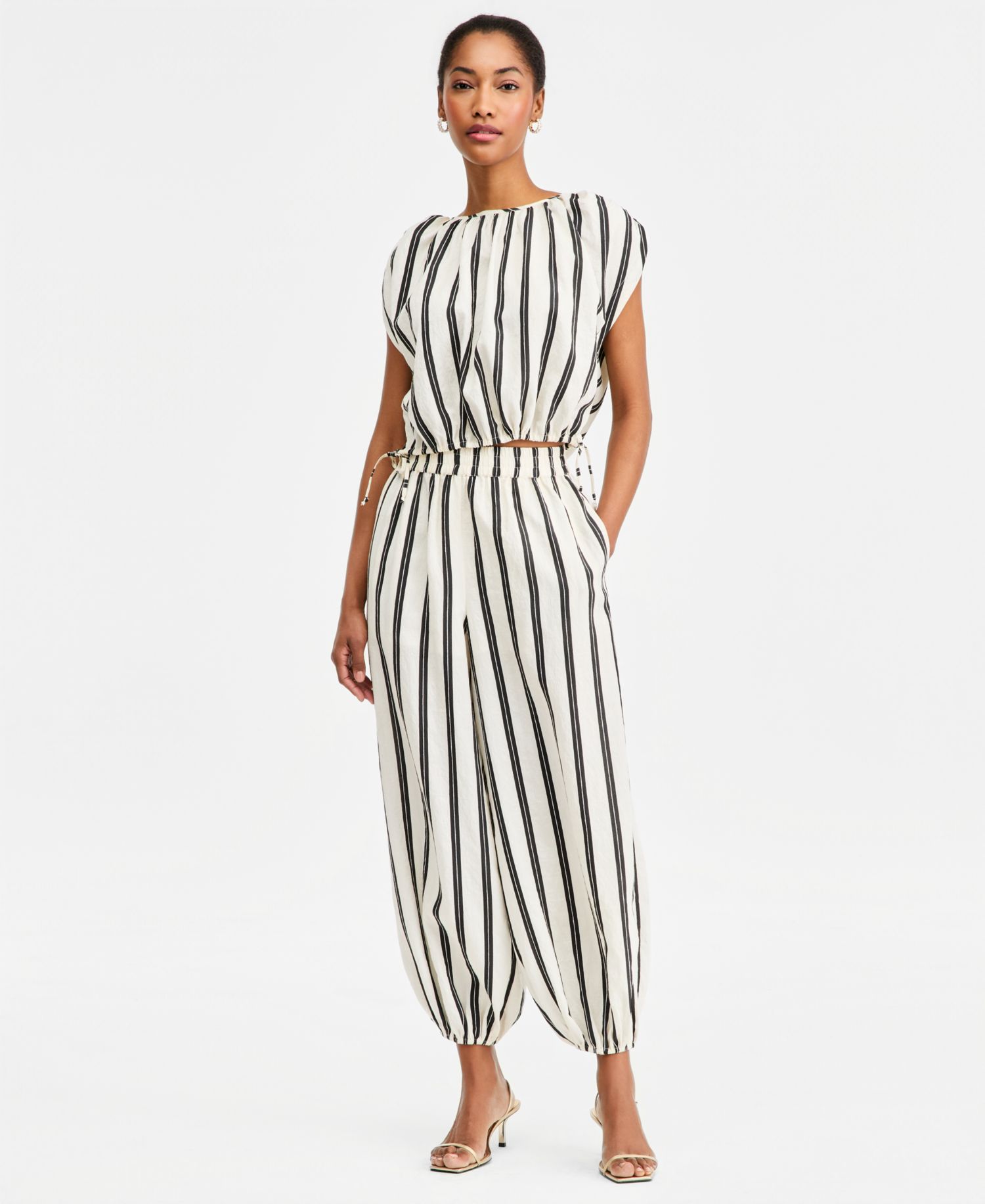 Women's Emma Striped Side-Tie Crop Bubble Top