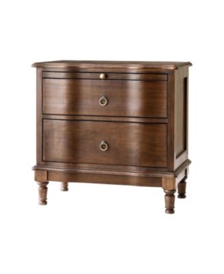 Elfine Traditional 2-Drawer Solid Wood End Table with Built-In Outlet and Curved Drawer Fronts