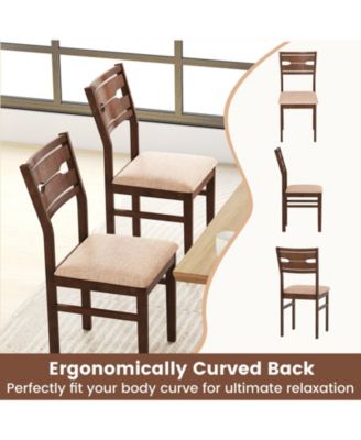 Padded Dining Chairs Set of 2 with Rubber Wood Frame and Polyester Cushion