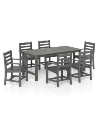 7-Piece HDPE Outdoor Dining Set with 67 in Rectangle Table and 6 Ergonomic Armchairs