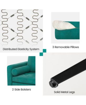 97 in Modular 3-Seat Sofa Couch with USB Ports and Side Storage Pocket