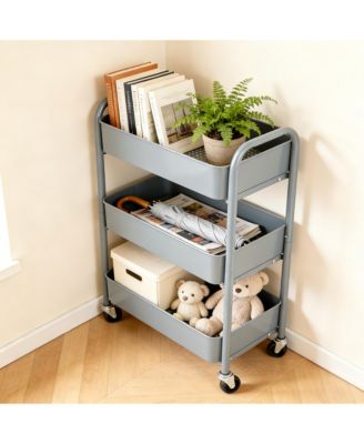 3-Tier Compact Rolling Storage Cart - Under Desk Use, 100 lbs Capacity