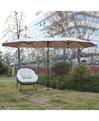 14.8Ft Double Sided Outdoor Umbrella Rectangular Large with Crank, No Base
