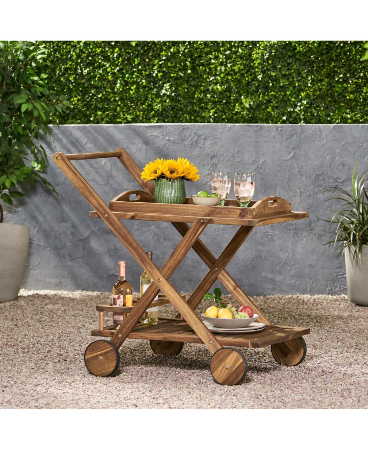 Flynama Bar Cart 35.50" H with Casters Finish