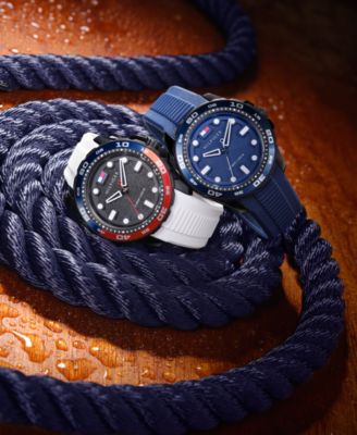 【新品】トミーヒルフィガー 腕時計 メンズ シリコンベルト ブルー Tommy Hilfiger Men's Quartz Blue Silicone Strap Watch, 40mm - Macy's