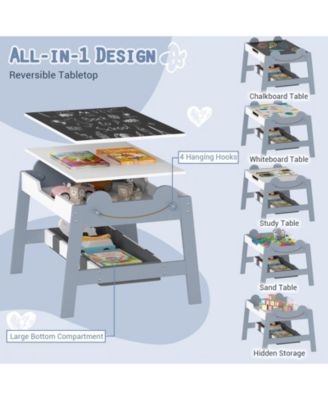 5-in-1 Toddler Table and 2 Chairs with Reversible Chalkboard Whiteboard