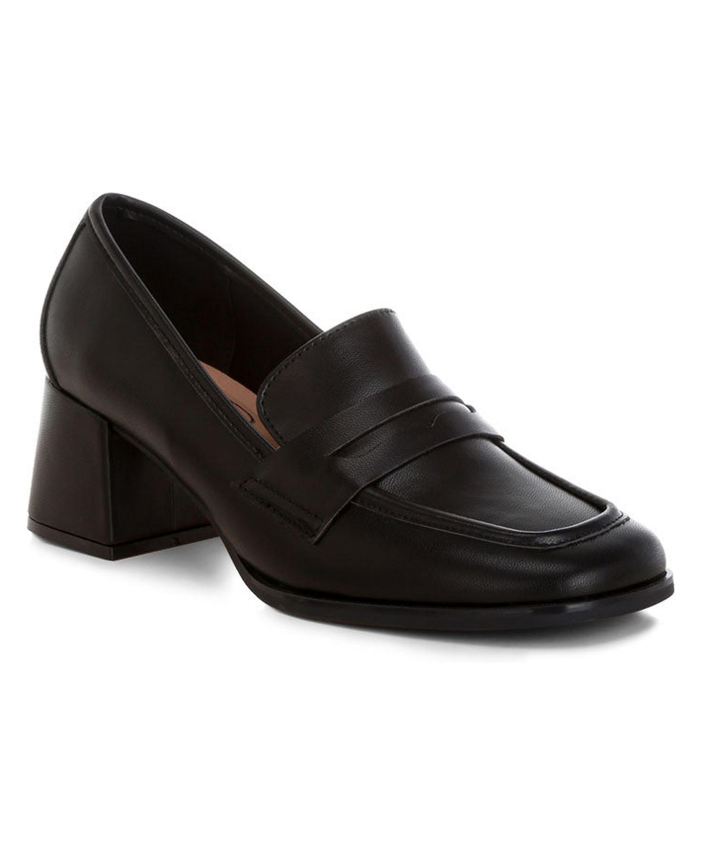 Женские туфли London Rag Sutapa Penny Strap Flared Block Heel, цвет: Чёрная искусственная кожа — фото 2
