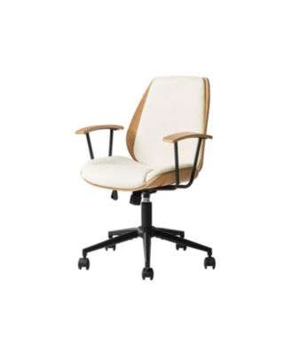 Oswina 37.75"H Modern Tilting Upholstered Solid Wood Office Chair with Bent Wood