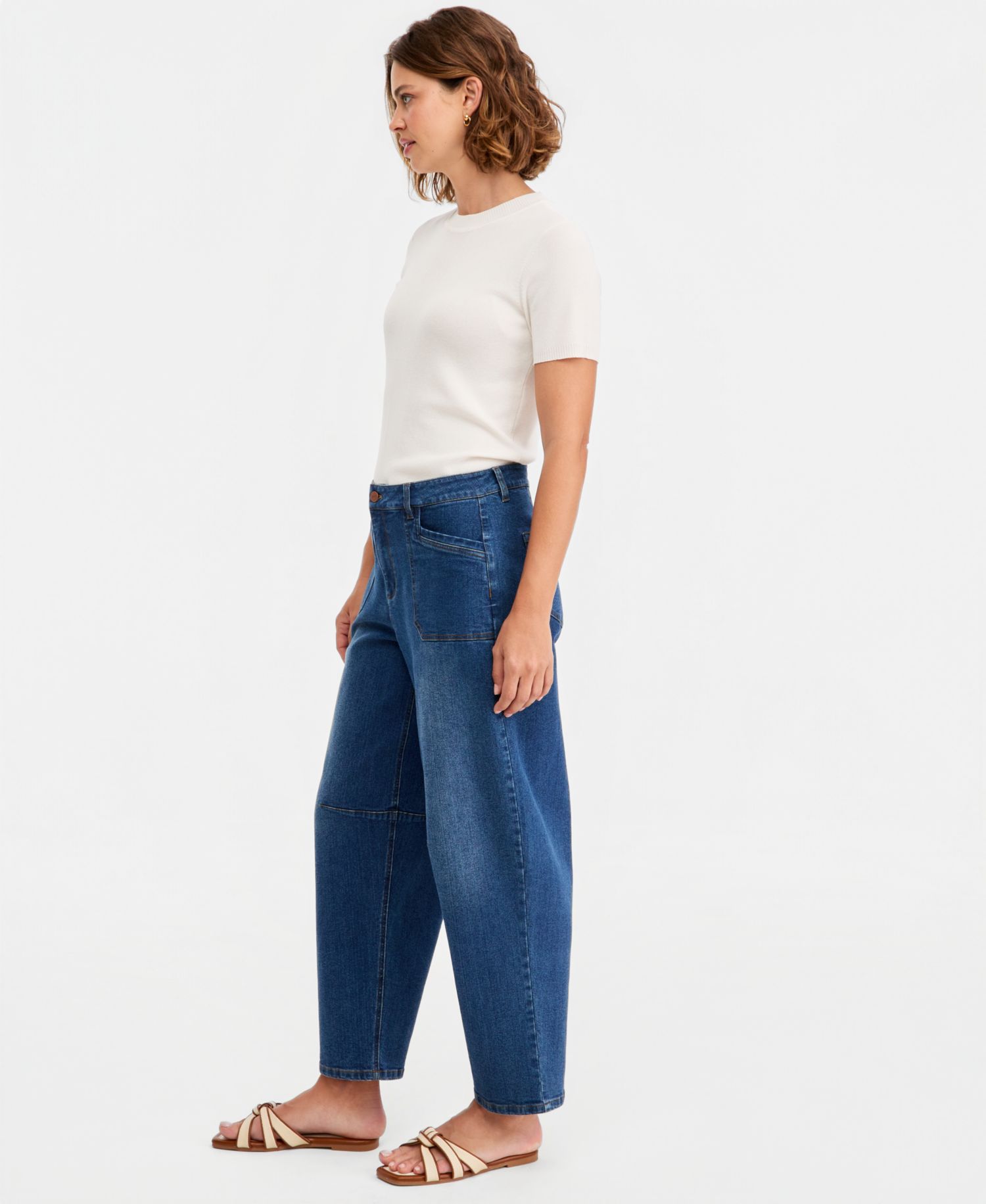 Women's High-Rise Barrel-Leg Jeans