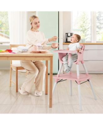 Baby 4-in-1 Convertible Table and Chair Set with PU Cushion and Safety Harness