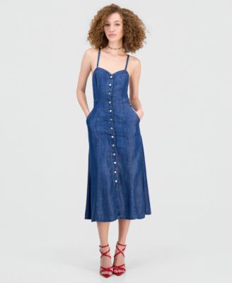 Women's Edna Denim Button-Front Midi Dress