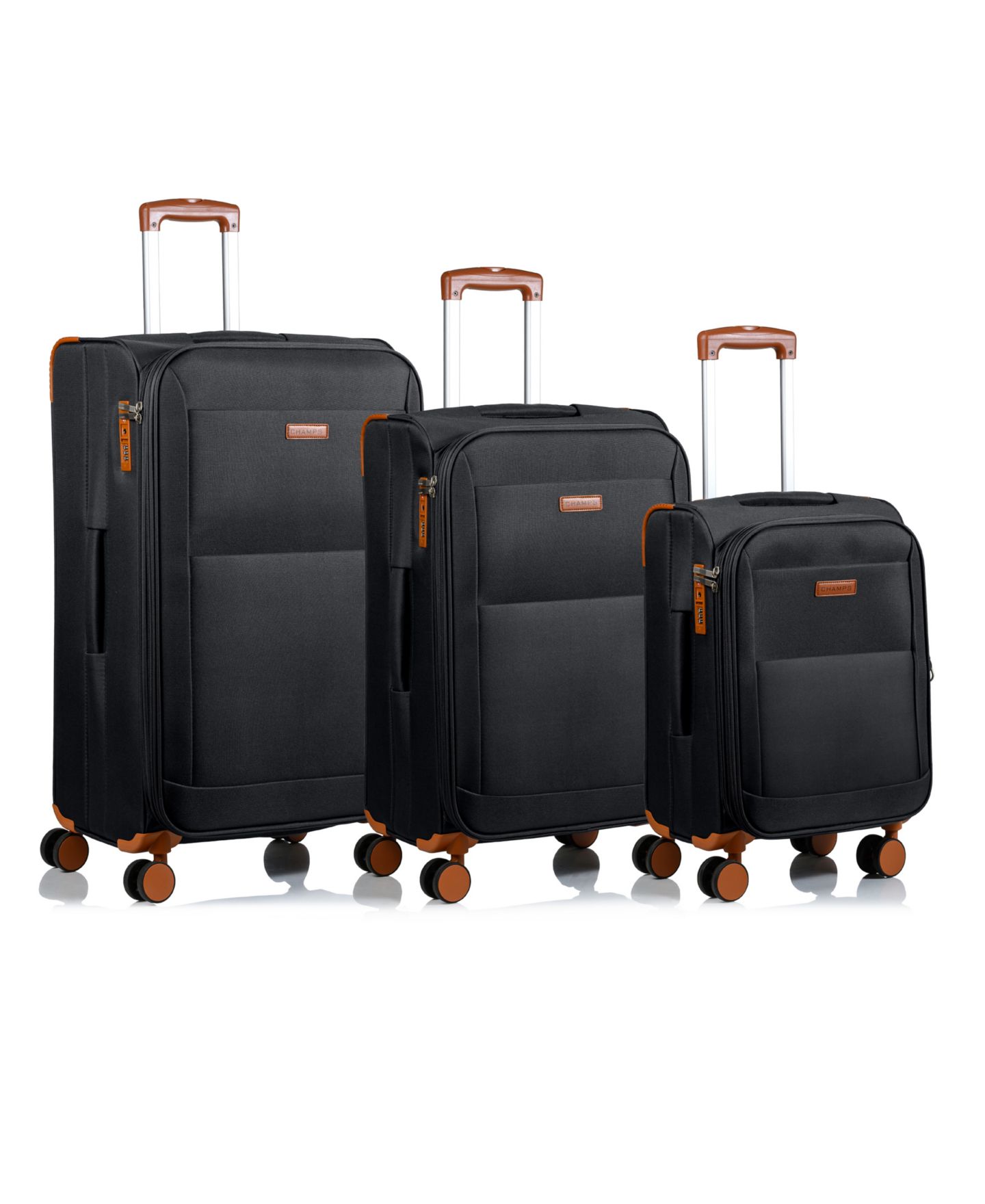 Чемоданы CHAMPS Classic 3 Piece Softside Luggage Set, цвет: Чёрный — фото 1